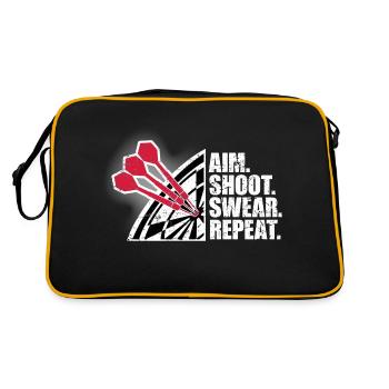 Aim Shoot Swear Repeat Dart Dartpfeil Dartscheibe - Retro Tasche - Schwarz/Gold - Hinten