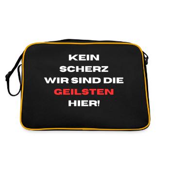 Kein Scherz Wir sind die Geilsten hier! - Retro Tasche - Schwarz/Gold - Hinten