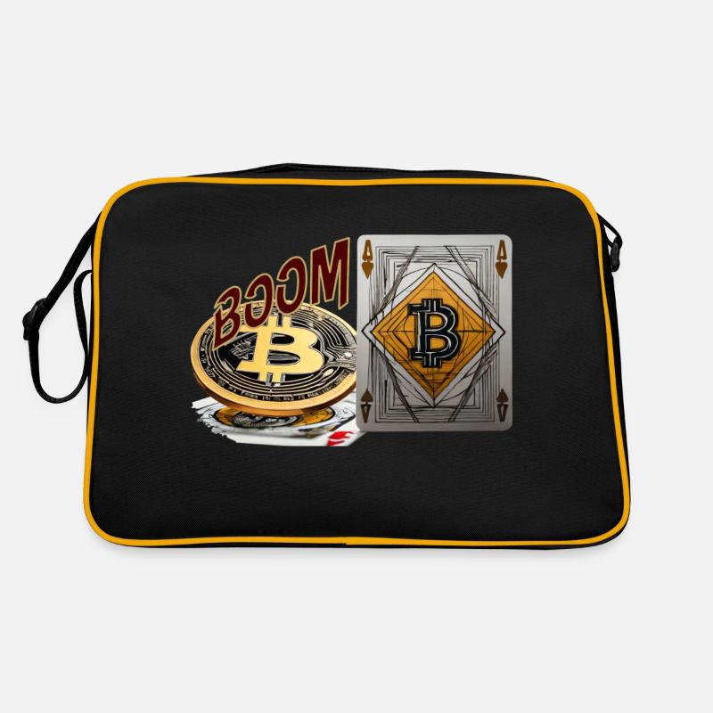 crypto boom, Kryptomünze Boom Retro Tasche