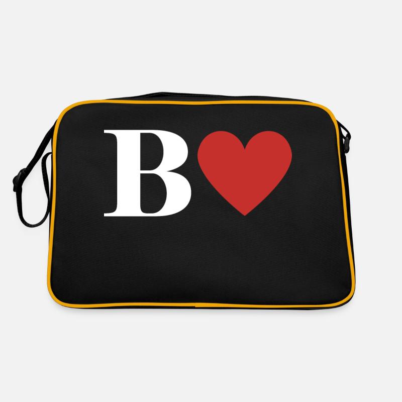 Letter b red heart Retro Bag