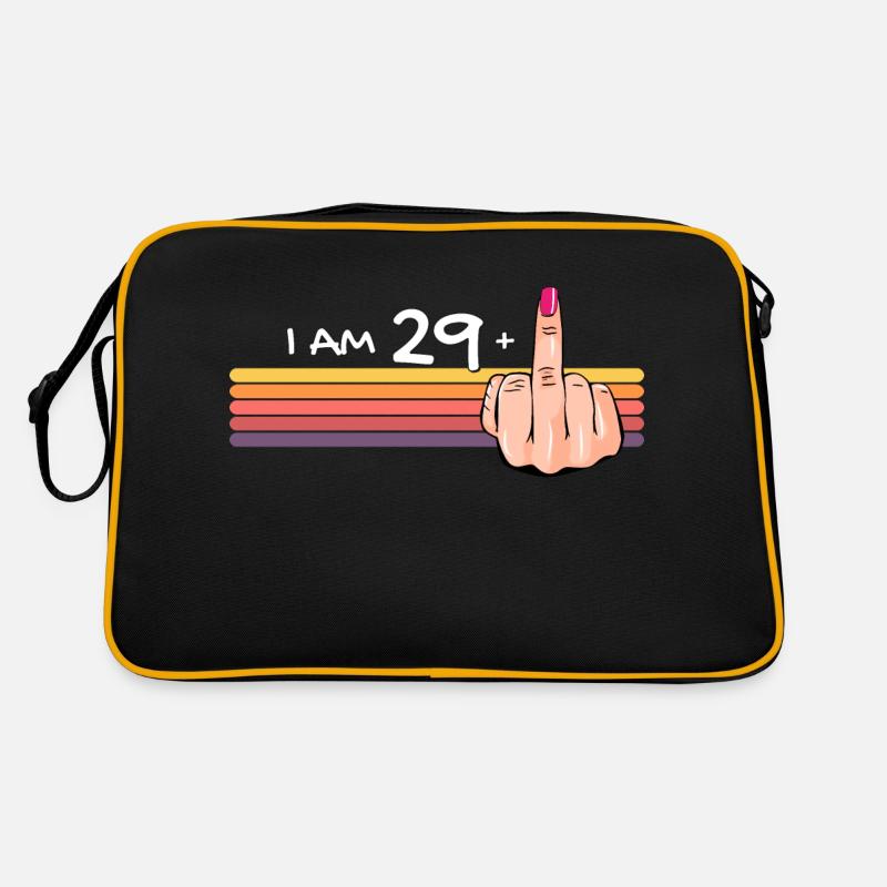 Ich bin 29 + 1 Mittelfinger-Shirt Ich bin 29 plus, Retro Tasche
