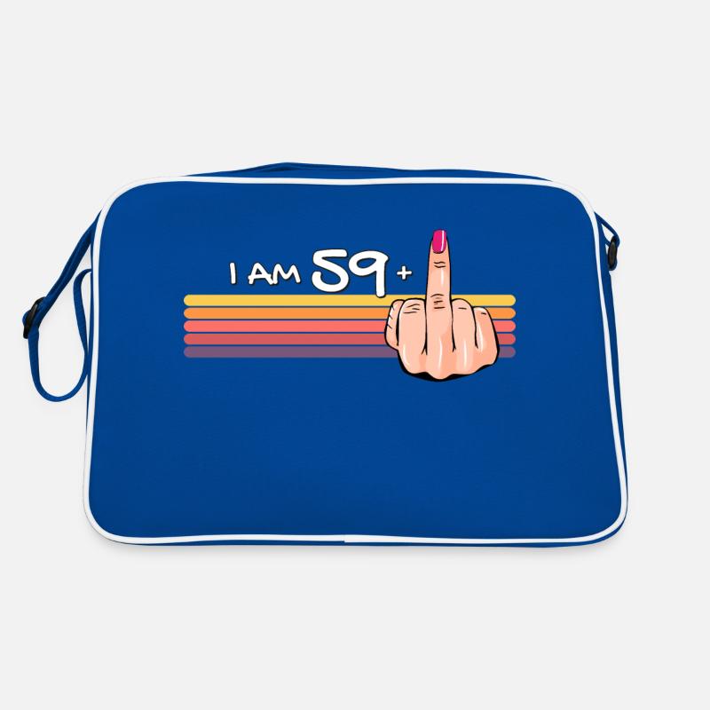 Ich bin 59 + 1 Mittelfinger-Shirt Ich bin 59 plus, Retro Tasche