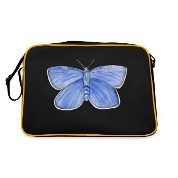 Schmetterling Blau - Retro Tasche - Schwarz/Gold - Hinten