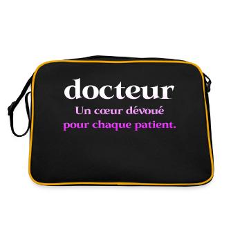 Docteur médecin infirmier sante blouse blanche - Sac Retro - noir/or - Dos