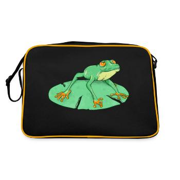 Mignonne grenouille verte sur un nénuphar - Sac Retro - noir/or - Dos