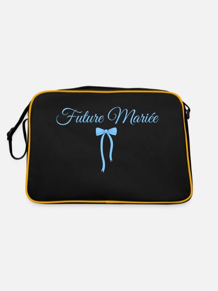 Blaue Schleife für die zukünftige Braut - Retro Tasche - Schwarz/Gold - Hinten