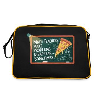 Funny Math Teacher Design Pizza & Problem Solving - Retro Bag - black/gold - Back