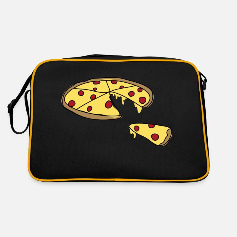Pizza - Retro Tasche - Schwarz/Gold