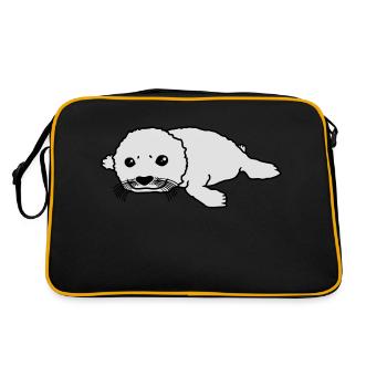 cute_baby_seal - Retro Bag - black/gold - Back