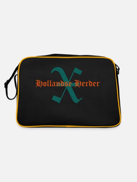 Schriftzug X-Hollandse Herder - Retro Tasche - Schwarz/Gold - Hinten