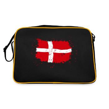 Denmark Flag - Vintage Look - Retro Tasche - Schwarz/Gold - Hinten