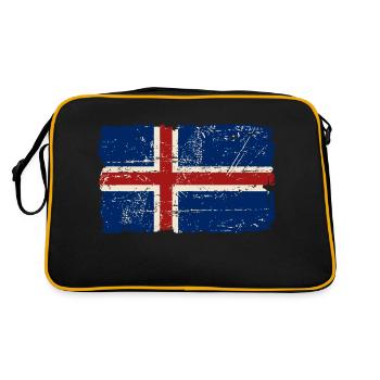Iceland Vintage Flag - Retro Tasche - Schwarz/Gold - Hinten