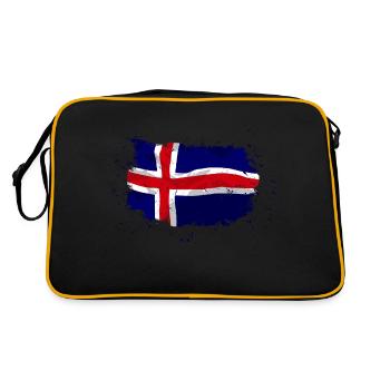 Iceland Flag - Vintage Look - Retro Tasche - Schwarz/Gold - Hinten