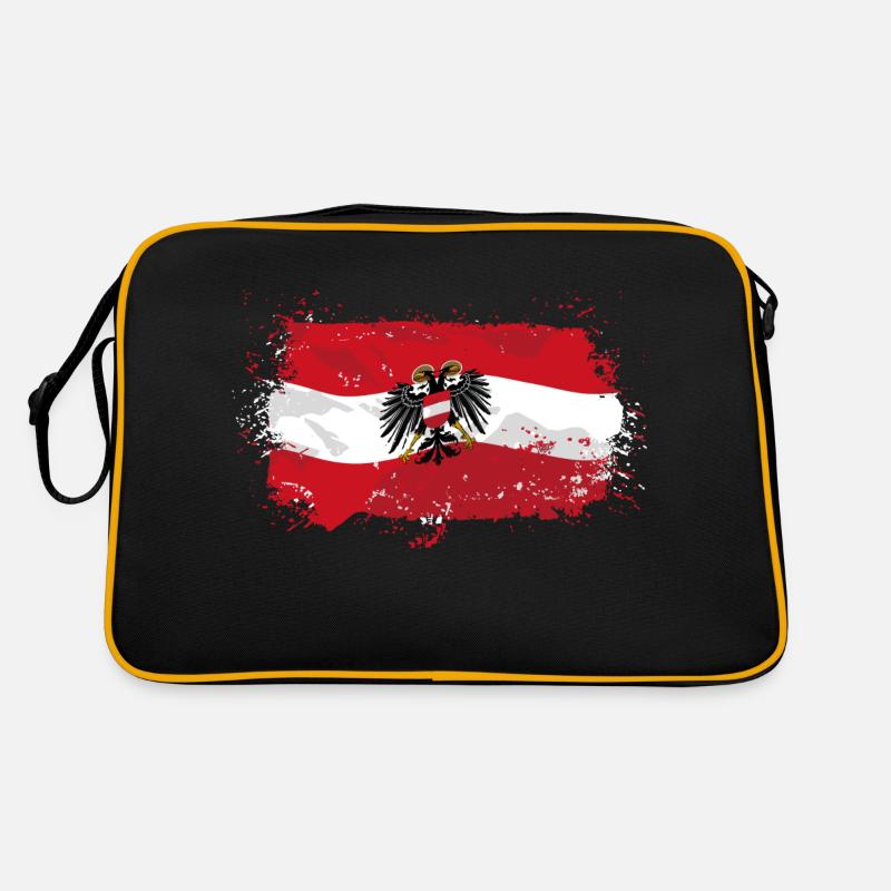 Austria Flag - Retro Tasche - Schwarz/Gold