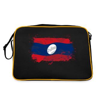 Laos Flag - Retro Tasche - Schwarz/Gold - Hinten