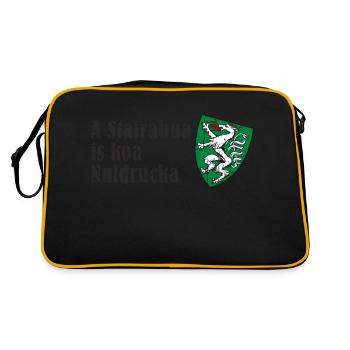 A Steirabua is koa Nudlrucka Wappen Steiermark - Retro Tasche - Schwarz/Gold - Hinten