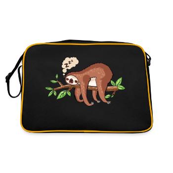lazy fatigue drawing animal zzz bubble branch - Retro Bag - black/gold - Back