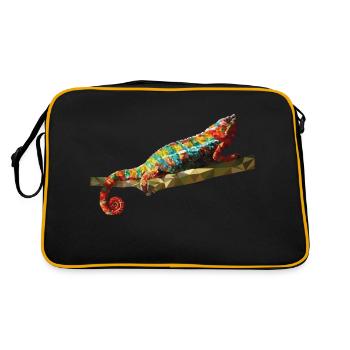 Chameleon Polygone design Reptile Idée cadeau - Sac Retro - noir/or - Dos