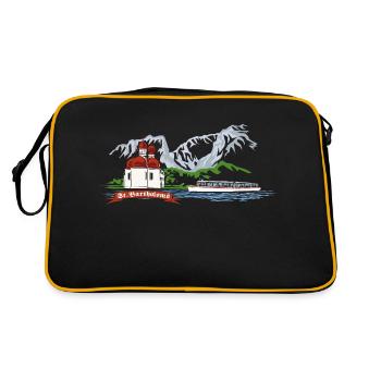 St. Bartholomä Halbinsel Hirschau Königssee - Retro Tasche - Schwarz/Gold - Hinten