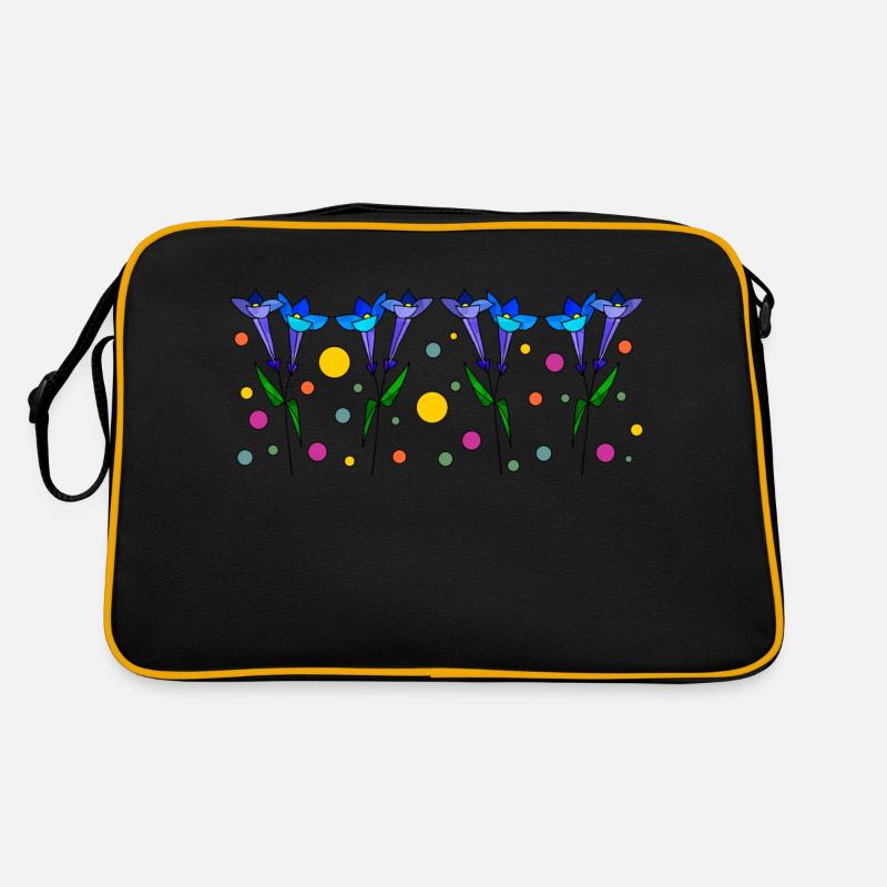 Blumen - Retro Tasche - Schwarz/Gold
