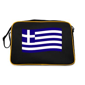 Griechenland Flagge Greece Fahne Hellas Hellenisch - Retro Tasche - Schwarz/Gold - Hinten