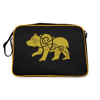 A Viking druid, shapeshifting into bear form - Retro Bag - black/gold - Back