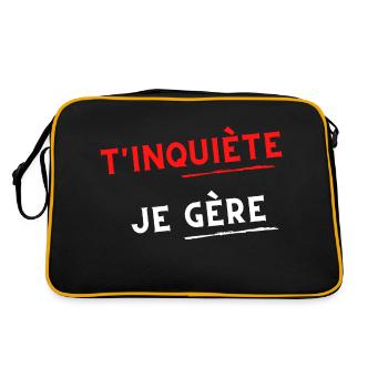 T inquiète je gère - rouge et blanc - Sac Retro - noir/or - Dos
