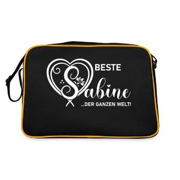 Beste Sabine Der Ganzen Welt - Sabine Shirt - Retro Tasche - Schwarz/Gold - Hinten