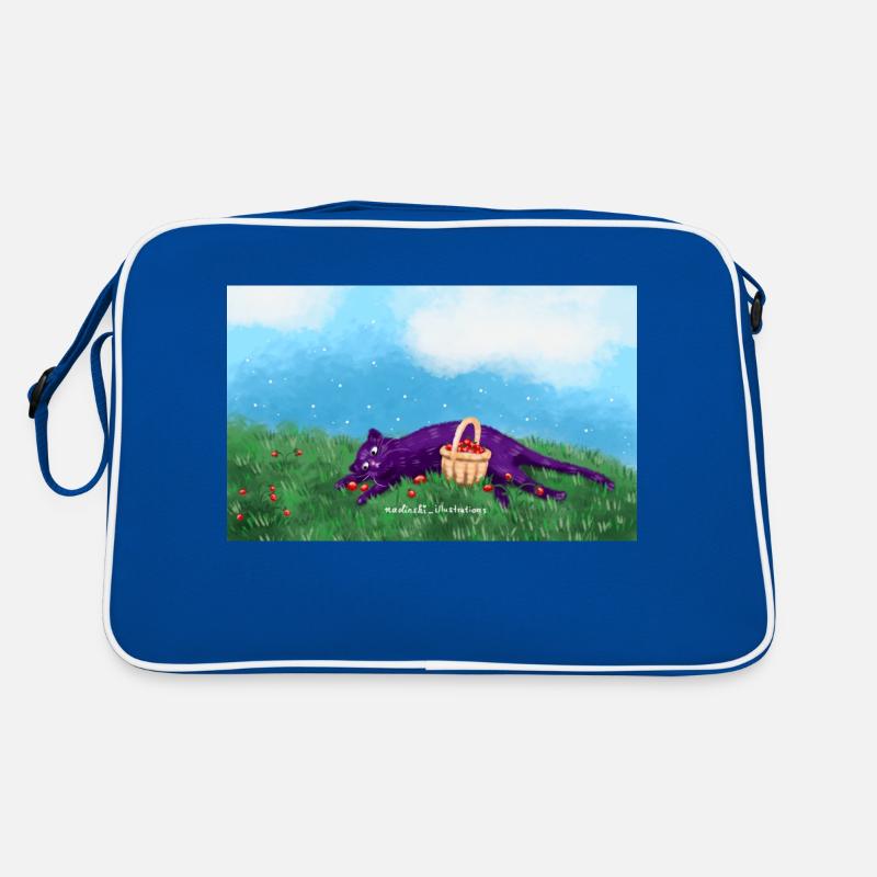 Erbeerfeld Katze Retro Tasche