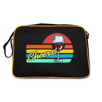CHEERS! Retro Vintage Wine Lover Design T-Shirt - Retro Bag - black/gold - Back