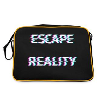 escape reality cyber futuristic dystopian glitch - Retro Bag - black/gold - Back