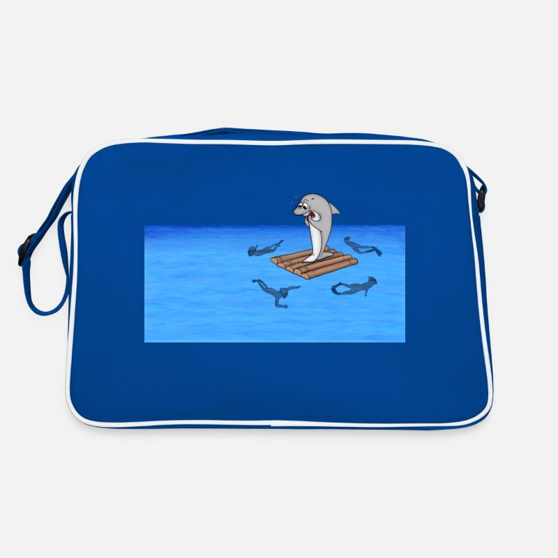 Hai auf Floß Retro Tasche
