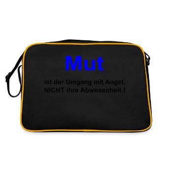 Mut Abenteuer leben - Retro Tasche - Schwarz/Gold - Hinten