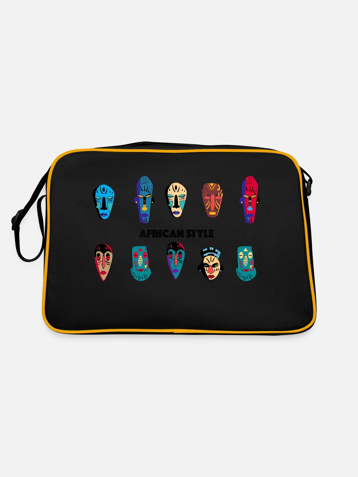 Afrika - Retro Tasche - Schwarz/Gold - Hinten