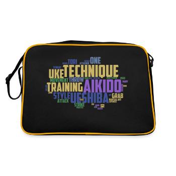 Japanese Martial Arts Aikido Terms Wordcloud - Retro Bag - black/gold - Back
