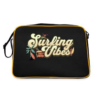 Surfing Vibes - Surfer, Happiness & Freedom! - Retro Tasche - Schwarz/Gold - Hinten
