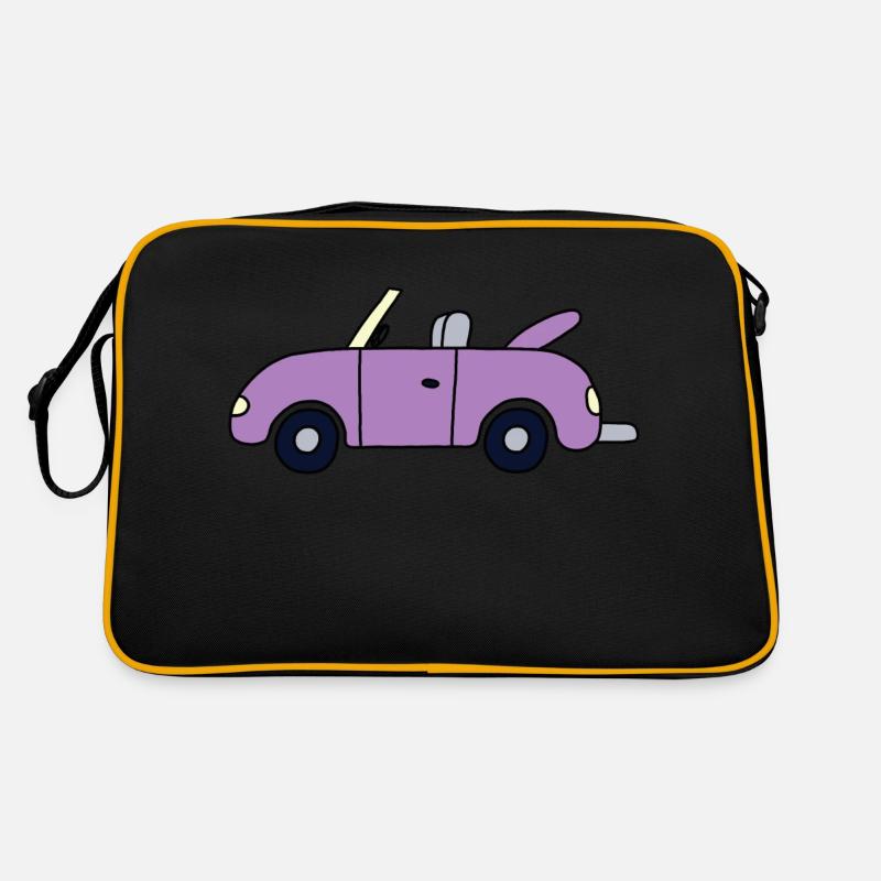 Lilafarbenes Cabrio - Retro Tasche - Schwarz/Gold