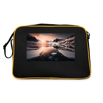 Snow-capped mountain, generative AI - Retro Bag - black/gold - Back