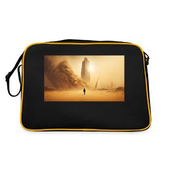 Man walking in sandstorm, generative ai - Retro Bag - black/gold - Back