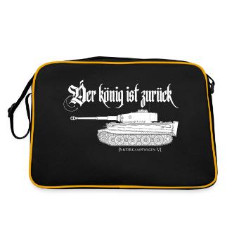 Tiger Panzer Soldaten Militär Geschichte Soldat - Retro Tasche - Schwarz/Gold - Hinten