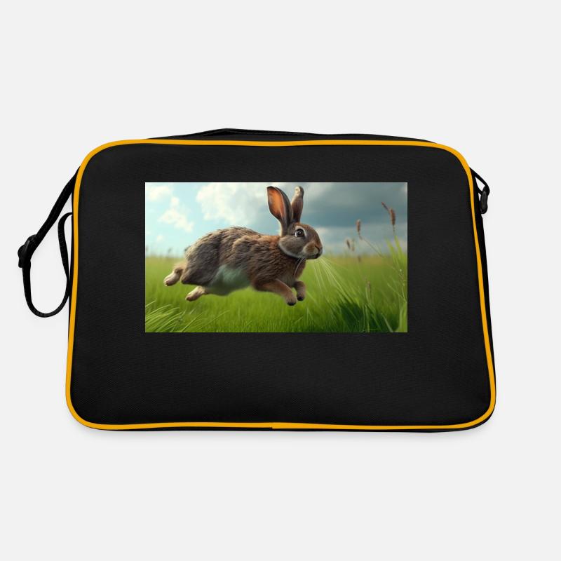 Jumping Rabbit - Retro Tasche - Schwarz/Gold