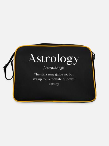 Astrologie Sterne Definition Spruch Englisch - Retro Tasche - Schwarz/Gold - Hinten