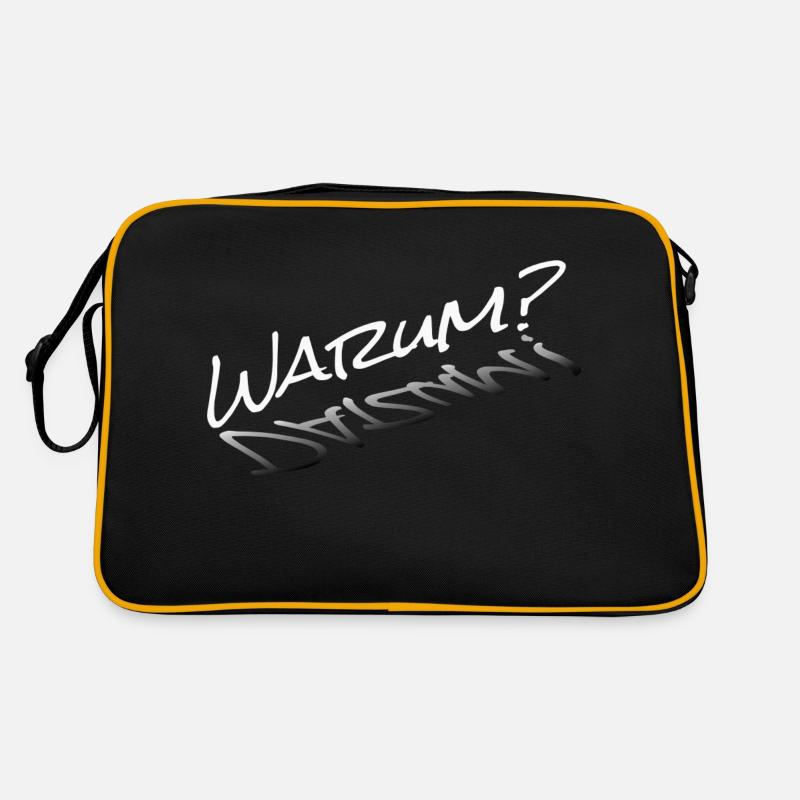 Warum? - Retro Tasche - Schwarz/Gold