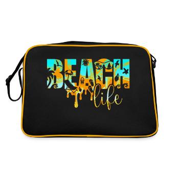 Sommer surfen kroatien strand paradies hrvatska party - Retro Tasche - Schwarz/Gold - Hinten