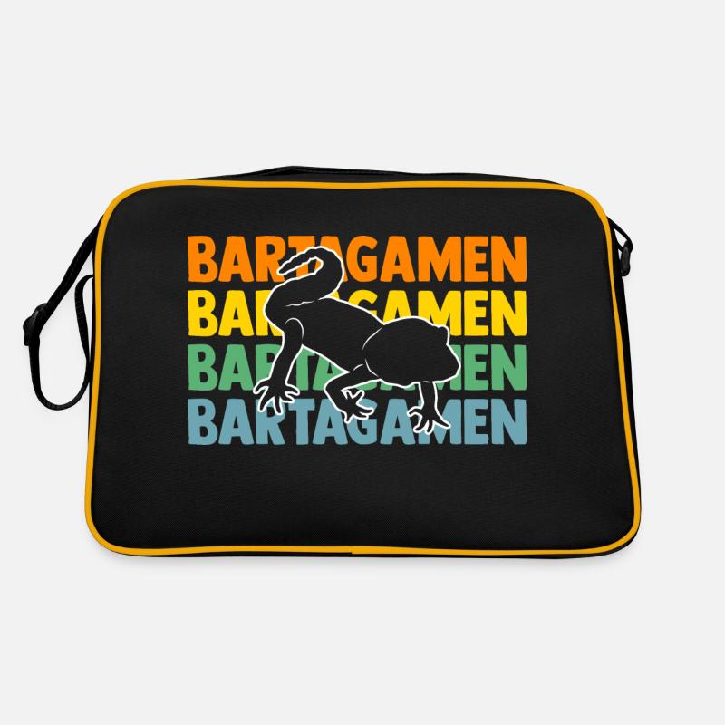 Reptiles, bearded dragons, bearded dragons - Retro Bag - black/gold