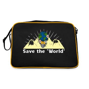 Save the world Umweltschutz Berge Lampe Erde - Retro Tasche - Schwarz/Gold - Hinten