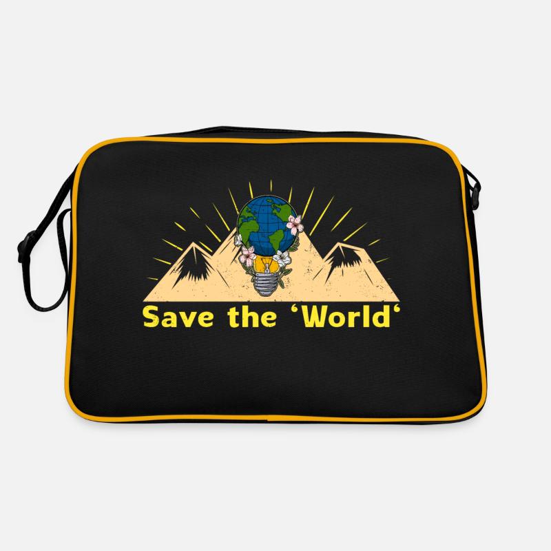Save the world Umweltschutz Berge Lampe Erde Retro Tasche