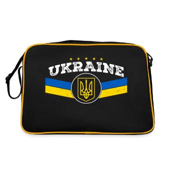 Ukrainischer Dreizack - Ukrainisches Tryzub-Symbol - Retro Tasche - Schwarz/Gold - Hinten