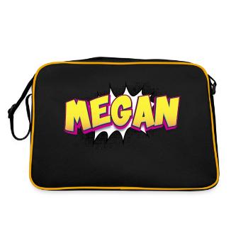 Megan Nom personnalisé Style de bande dessinée Pop Art, Megan - Sac Retro - noir/or - Dos