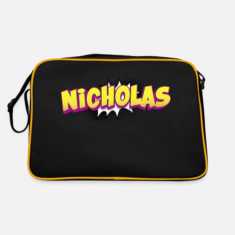 Nicholas Custom Name Comic Book Style Pop Art, Retro Tasche